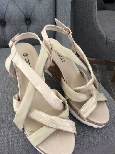 Pair Of Ladies Cream  Wedges Size 40