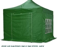 Pop Up Gazebo Steel 40mm Hex 3m x 3m Fire Cert on Canopy