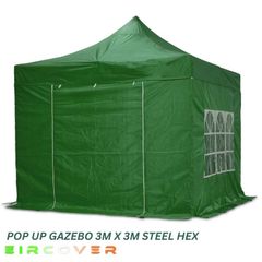 Pop Up Gazebo Steel 40mm Hex 3m x 3m Fire Cert on Canopy