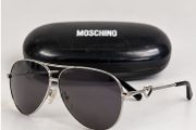 Moschino Silver Aviator Sunglasses with Heart Detail and Case
