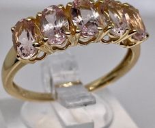 Yellow Gold Pink Morganite 5 Stone Ring