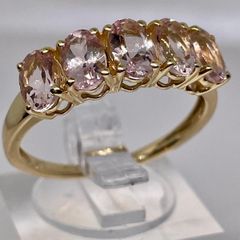 Yellow Gold Pink Morganite 5 Stone Ring