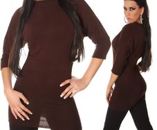 knitted long brown top size fits s m l
