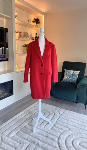 Ladies Red Single-Breasted Overcoat from Primark