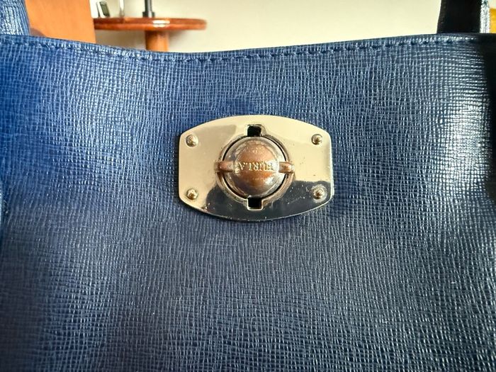 Furla Navy Blue Saffiano Leather Tote Bag