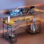 181CM L Shaped Corner Desk with Power Outlets LED Lights Image 7