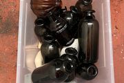 Approx. 40 Clear, Black, Brown, Amber &amp; Gold Vases