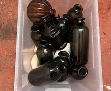 Approx. 40 Clear, Black, Brown, Amber & Gold Vases