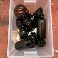 Approx. 40 Clear, Black, Brown, Amber & Gold Vases