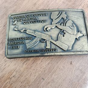Vintage brass commemorative belt buckle