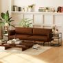 2-Piece Side Table Set with Glass Top, 3-Tier Design, Metal Frame, for Living Room, Bedroom, Brown Image 3