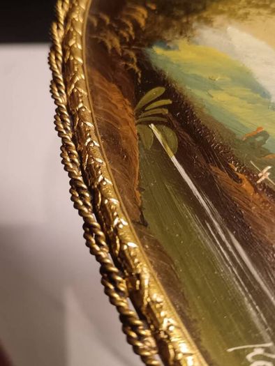 Vintage Oil on Board in a Decorative Metal Gilded Frame
