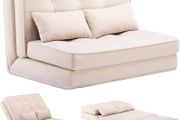Folding Sofa Bed, Convertible Sleeper Chair with Pillows, Fold Out Chair Bed &amp; Fabric Floor Couch, Foldable Mattress with Adjustable Backrest for Living Room, Guest Room, Dorm, Beige