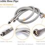 Pack of 2 Kitchen/Basin Monobloc Mixer Tap Connectors Flexi Pipes Tails British Standard Pipe M10 x1/2 Fitting 600mm Long (Silver Pipes) Image 2