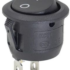 Black Round Rocker Switch 2-Pin, KCD-1, new.