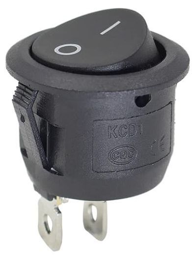 Black Round Rocker Switch 2-Pin, KCD-1, new.