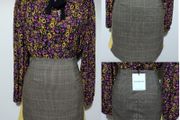 Glamorous Brown Check Skirt, New With Tags