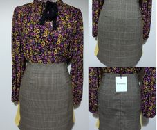 Glamorous Brown Check Skirt, New With Tags