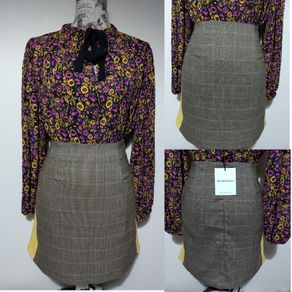 Glamorous Brown Check Skirt, New With Tags