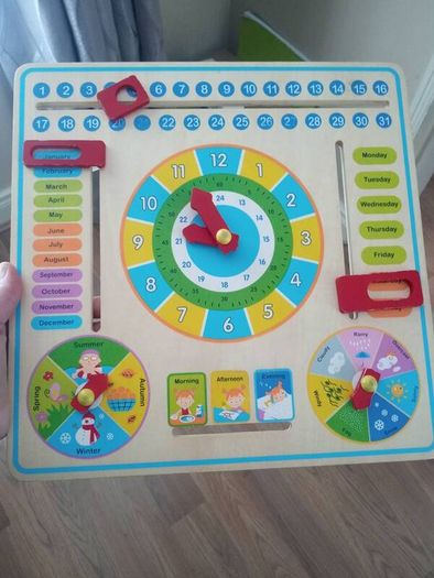 Alphabet board + wooden clock