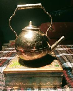 Small Ornamental Brass Teapot.