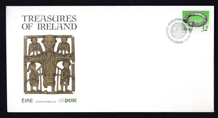 1991 Ireland Forth Definitive Stamp Series 32p Broighter Collar Self -Adhesive on phosphorised paper An Post First Day Cover (FDC)