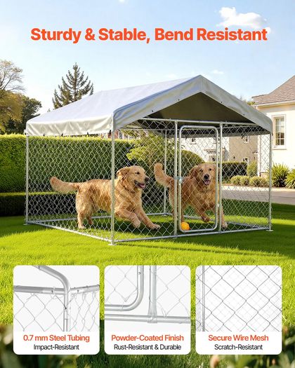 Large Outdoor Dog Kennel, 2 x 2 x 1.6 m