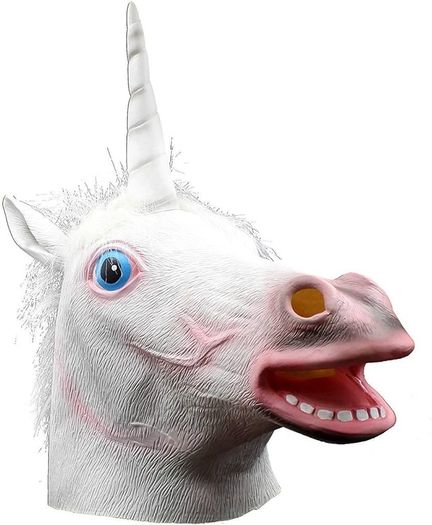 Unicorn High quality latex mask - Eye holes to see better - Artificial mane