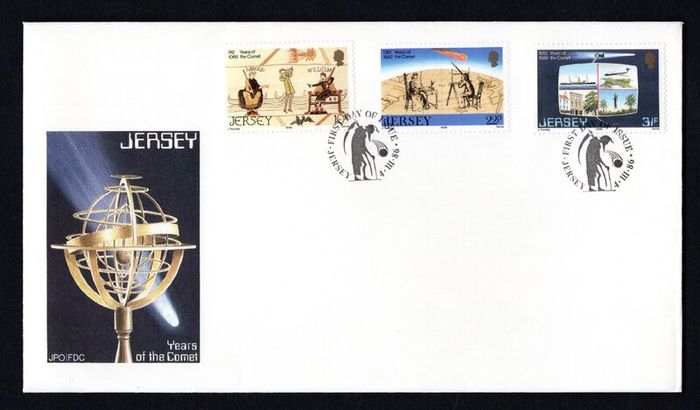 1986 Jersey  Halleys Comet Commemorative Stamps First Day Cover (FDC)