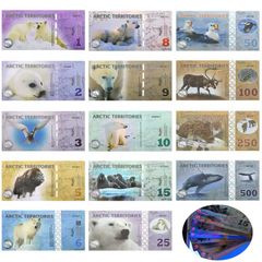 Arctic Territories Banknote 14pcs/set Polar Bear Whale Lynx Animal Commemorative Vouchers Full Set Collection Fantesy
