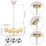 Gold Chandelier Lighting Living Room,5 Lights Metal Pendant Light Fixtures with Handmade Rattan Shade,Farmhouse Chandeliers Ceiling Light for Kitchen Island Dining Room Bedroom Hall,Height Adjustment Image 6