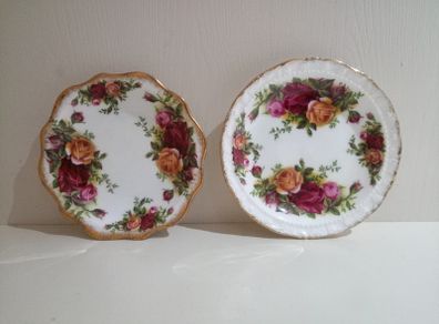 Butter Pat / Coaster x 2 Royal Albert Old Country Roses Bone China