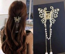 Butterfly tassel hair clip