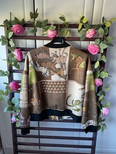 jacket Bnwt suede effect bomber jacket one size scarf print equestrian style