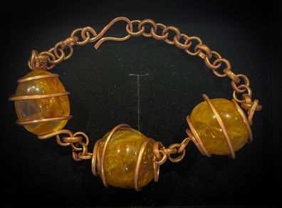 1 Handcrafted Golden Healer and Copper Bracelet