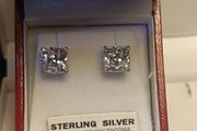 Solid Sterling Silver 8 mm Cushion Cut Swarovski Zirconia Studs