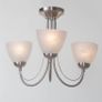 Light Semi Flush Curved Arm Sitting Room Bedroom Ceiling Light with Alabaster Glass Shades (Satin Nickel, 3 Light) Image 2