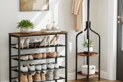 Shoe Rack, 5 Tier Shoe Organizer, Shoe Storage Rack for 16 /20 Pairs, Adjustable Mesh Shelves, Shoe Storage Unit for Entryway, Metal Frame, Sturdy, Industrial, Rustic Brown