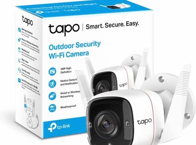 Tapo Outdoor Security Camera, Weatherproof, No Hub Required, Works with Alexa & Google Home, 3MP Ultra-High Definition, Automatic Siren, 2-way Audio, SD Storage