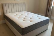 Double beds with mattress vertical lined headboard