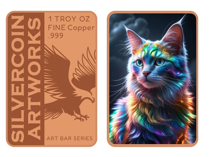 1 Troy Oz Copper Art Bar Fantasy Animals Series
