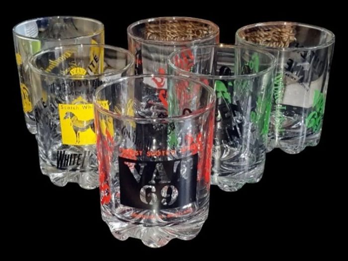 Vintage 1960s Scotch Whisky Glasses - Set of 6