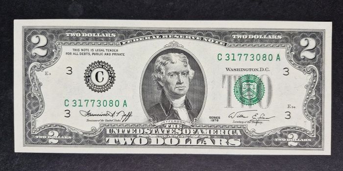 1976 Series 2 Dollar Bill Unc Jefferson Note (80a)