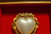 Faux Pearl Vintage Heart Scarf Clip, Gold Tone