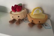 New JELLYCAT Fleurette Tarte Aux Fraises and Collette Tarte Au Citron Pair