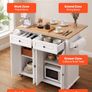 Large Kitchen Island Cart with Storage Mobile Rolling Storage Island on Swivel Wheels, with 2 Drawers, Storage Cabinet, Drop Leaf, Spice/Towel Rack Image 4