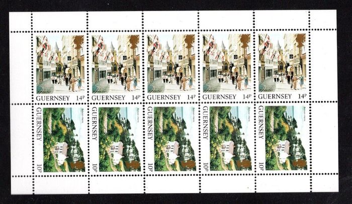 1989 Guernsey GB1.20 Definitive Stamp Booklet Pane (ex cover showing Tower Church, St Peter Port) Mint Never Hinged (MNH)