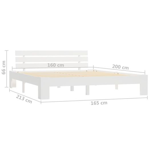 Bed Frame White Solid Pine Wood 160X200 cm