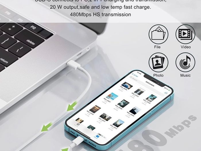 20W USB C Fast Charger With 1M Cable for iPhone 14/14 Plus/14 Pro/14 Pro Max/13 12 11 X XR XS SE 2020 8 7 6 6S Mini, Pad Pro, USBC PD Wall Charging Plug Type C Power Adapter and 3.3FT Cord