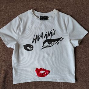 White Lady Gaga cropped top, size 8